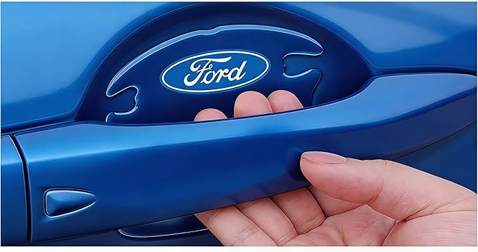 iPick Image for Ford Logo Universal Car Door Handle Cup Protector Clear Decal Stickers, Pair - Official Licensed
