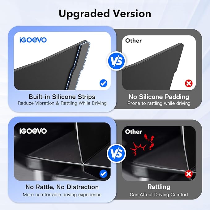 iGoevo Toyota Tacoma Glove Box Divider 2016–2023 — ABS Insert with Noise‑Free, Stable Silicone Pads