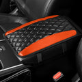 Car Center Console Cover, Leather Waterproof Armrest Seat Box Cushion Pad, Universal Decor Protector Mat, Comfortable Car Decor Accessories Fit for Most Cars, Vehicles, SUVs (Orange)