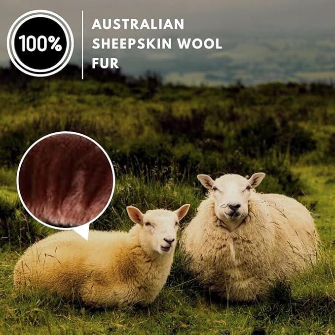 Andalus Brands Luxury Fluffy Car Steering Wheel Covers – Genuine Merino Sheepskin, Soft Fuzzy Car Steering Wheel Cover for Women, Universal 14.5-15" Size, Plush Fur Cute Auto Accessories, Mocha