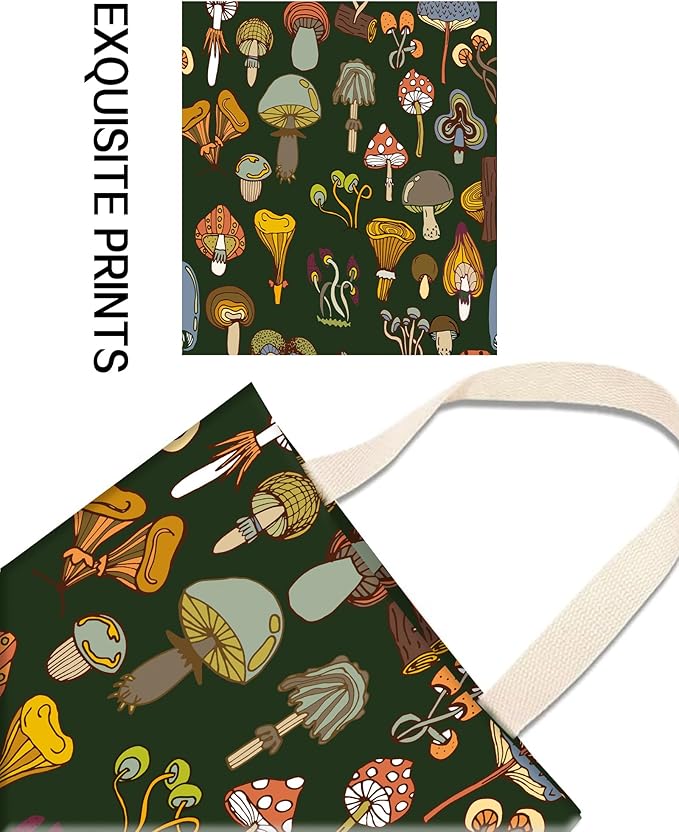 Car Garbage Can, Hanging Car Trash Can Bag for Cute Car Back Seat Organizer, Green Boho Mushrooms