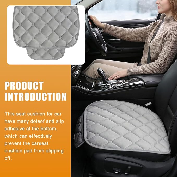 YoRise Car Seat Cushion, Soft Plush Auto Seat Pad with Storage Pocket, Car Driver Seats Protector Cover with Non-Slip Rubber Bottom, Winter Vehicle Accessory for SUV, Truck, Home, Office (Gray)