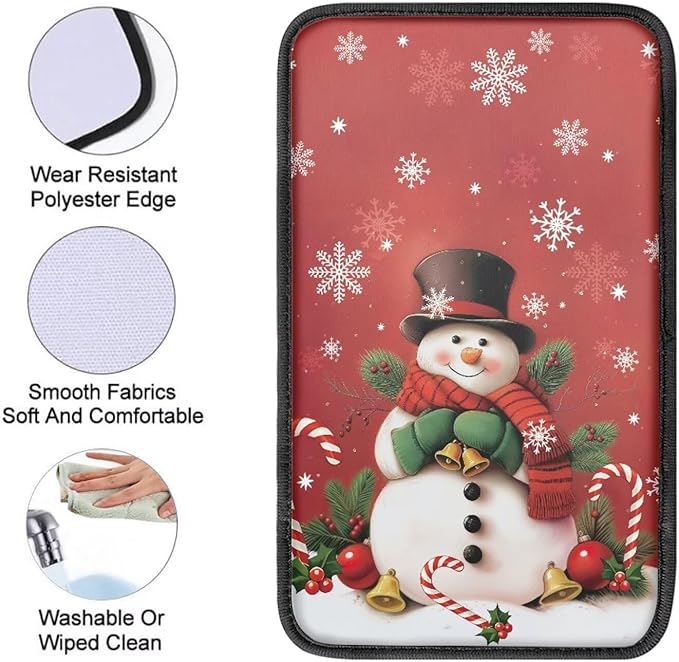 Christmas Snowman Arm Rest Cover Car Protector Car Armrest Cushion Vehicle Armrest Cover Accessories Protect from Pet Claws Auto Center Cover Universal Fit