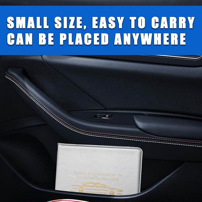 Ziciner Car Registration Insurance Holder, 2Pack Essential Auto Card Document Glove Box Organizer with Touch Fastener, Vehicle Interior Accessories Perfect for Most Car, Truck, SUV (Gray/Gold Words)