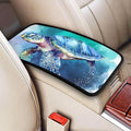 Universal Car Center Console Cushion Pad, Ocean Sea Turtle Green Soft Waterproof Car Center Console Cover Auto Armrest Seat Box Cover Protector for Most Vehicle SUV Truck Car