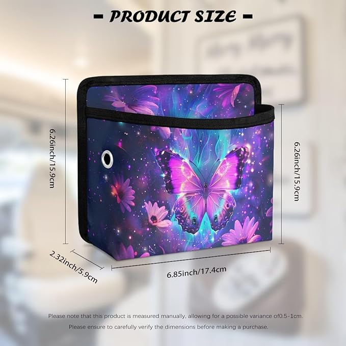 Renewold Purple Butterfly Flower Auto Front Rear Seat Storage Bag for Cell Phone Sunglasses Coin Car Side Pocket Organizer Holder Tray Pouch for Vehicle Seat Console Door Multifunction for Home Office