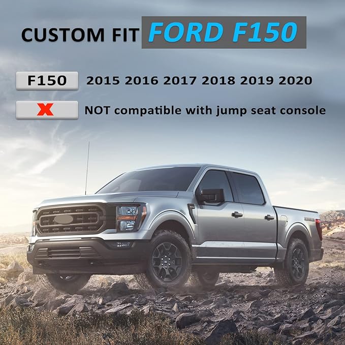 GIANT PANDA Custom Center Console Cover for Ford 2015-2020 F150 & 2017-2022 F250 F350 F450 & 2018-2024 Expedition,Waterproof Faux Leather Armrest Console Cover Protector,Black(Bucket Seat Only)