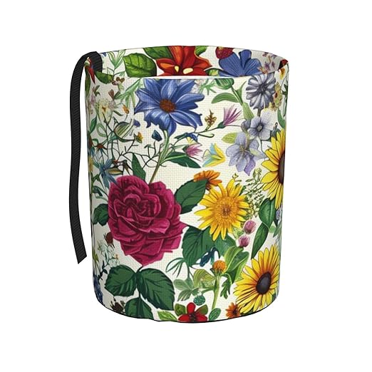 Spring Wildflowers Car Trash Can Garbage Cans Foldable,Cute Hanging Car Organizer and Storage Bag Leak Proof, Auto Back Seat Trash Bin Universal for Truck, SUV, Outdoor Travel