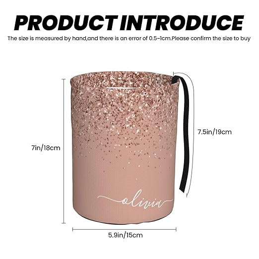 Blush Pink Rose Gold Glitter Car Trash Can Leak Proof Hanging Waterproof Garbage Can Multipurpose Trash Bin for Car SUV Front Seat Headrest Collapsible and Portable Storage Pocket