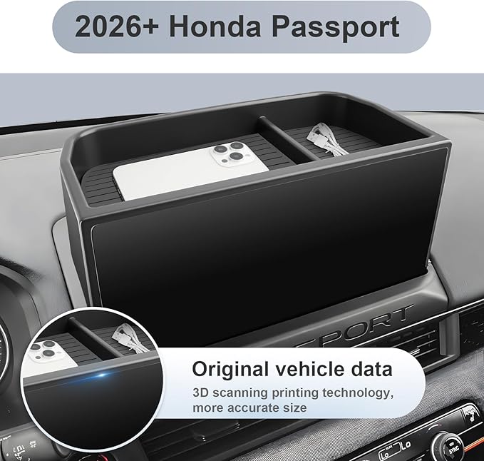 SKTU for 2026 Honda Passport Dashboard Organizer for 2026+ Honda Passport Behind Screen Organizer 2026 Passport ABS Materials Tray Honda Passport 2026 Accessories 2026 Passport Console Tray Durable