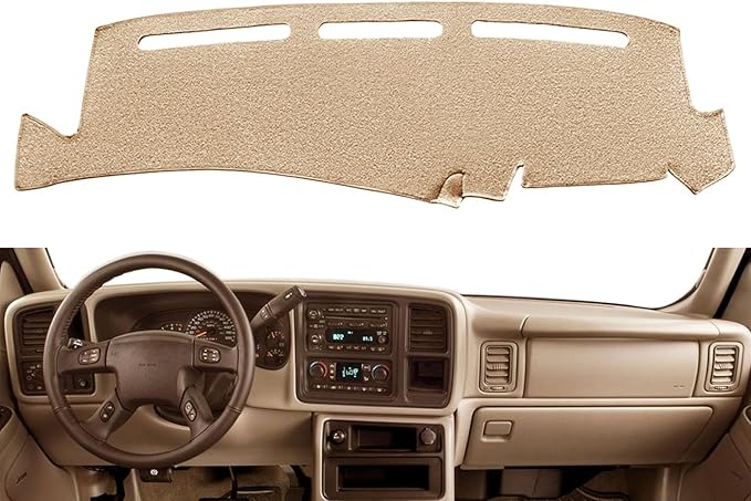 Dash Cover Mat Pad Custom Fit for 1999-2006 GMC Sierra/Chevy Chevrolet Silverado,2000-2006 GMC Yukon XL/Chevy Suburban Tahoe Avalanche,Dashboard Cover Carpet (99-06 Tan) Y55