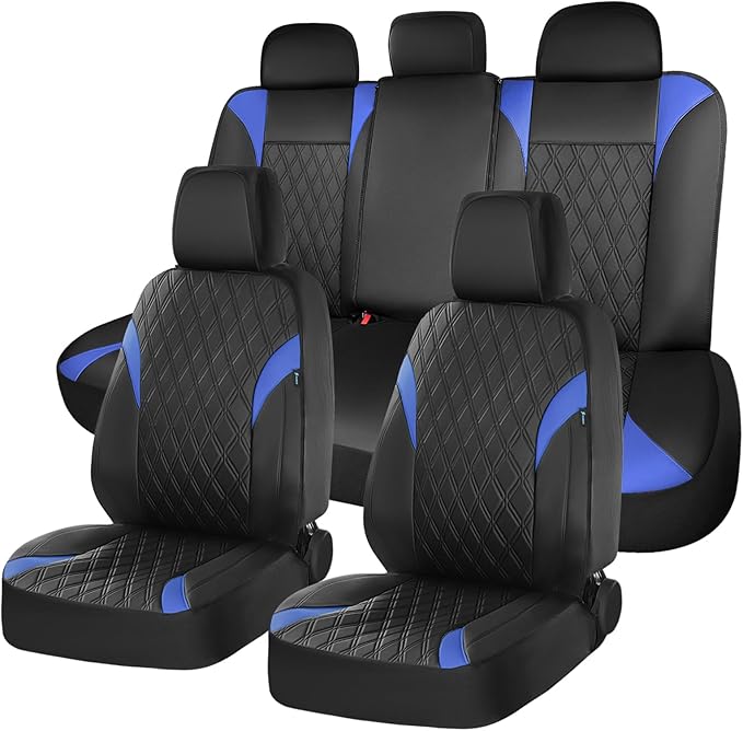 FLORICH Car Seat Covers Full Set, Leather Seat Covers for Cars, Car Seat Protector Waterproof, Universal Automotive Seat Covers Breathable, Front and Rear Car Seat Cover Fit for Most Sedans SUV Truck
