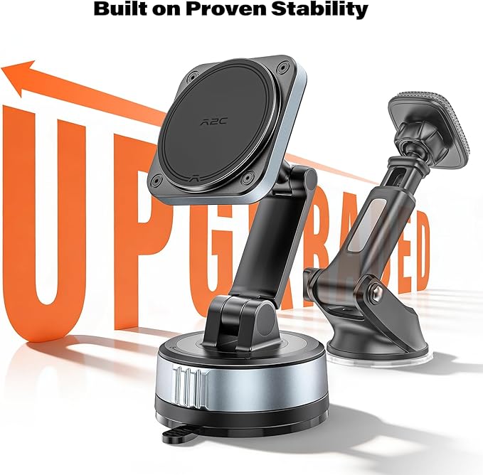 APPS2Car Dashboard Phone Mount for MagSafe, Strong Magnetic Car Phone Holder with Gel-Lock™ Suction, Dual Pivot Adjustable Arm, Stable Fit for iPhone 12–17 Series
