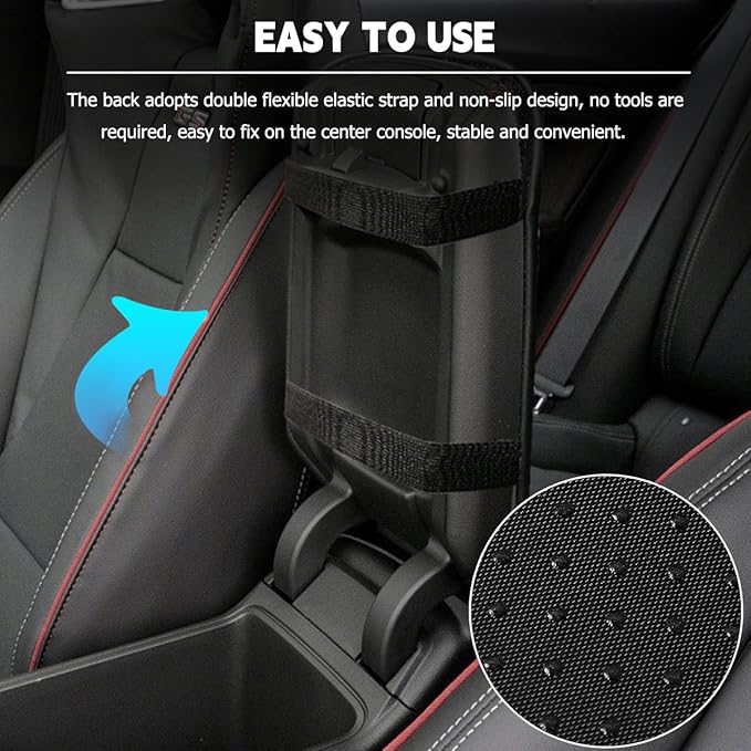 Mandark Car Center Console Pad, Soft Waterproof Leather Automotive Armrest Seat Box Cushion Cover, Comfortable Vehicle Arm Rest Decorative Accessories, Universal for RV, SUV, Truck (Black)