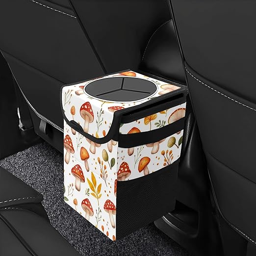 GVGHIDZ Car Trash Can – Multi-Purpose, Lightweight and Portable with Durable Water-Resistant Coating, No Installation Required, Practical and Ample Capacity, Variety of Colors.Mushroom