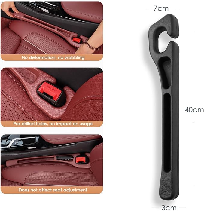fccairms 2PCS Car Seat Gapster, Car Seat Gap Filler for Filling Gaps Between Consoles, No Drop Seat Guard with Storage Slot, Black