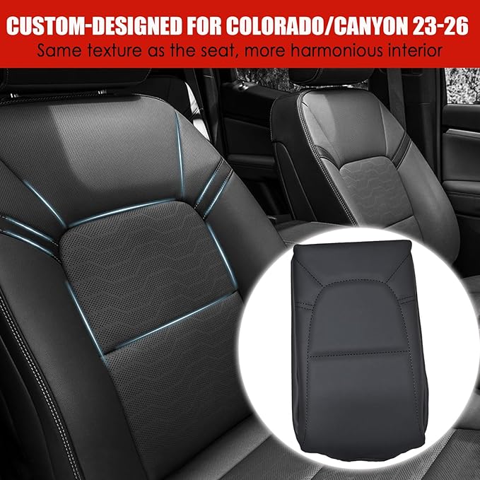 Center Console Cover for Chevy Colorado/GMC Canyon - [Upgraded] Thick & Soft Armrest Cover for Colorado Canyon 2023 2024 2025 2026 Interior Accessories - Black Stitch