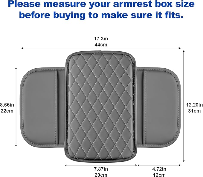 Center Console Cover for XT4: Armrest Cover for Car with 2 Storage Bags - Scratch & Wear Resistant & Waterproof Leather Console Cover,Anti-Scratch Auto Armrest Pad Accessory （Beige