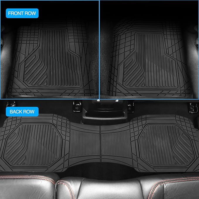 Nilight PVC Floor Mats for Cars Trucks SUVs, Universal Trim to fit for Most Vehicles, All Weather Protection Heavy Duty Floor Liners, Pack of 3