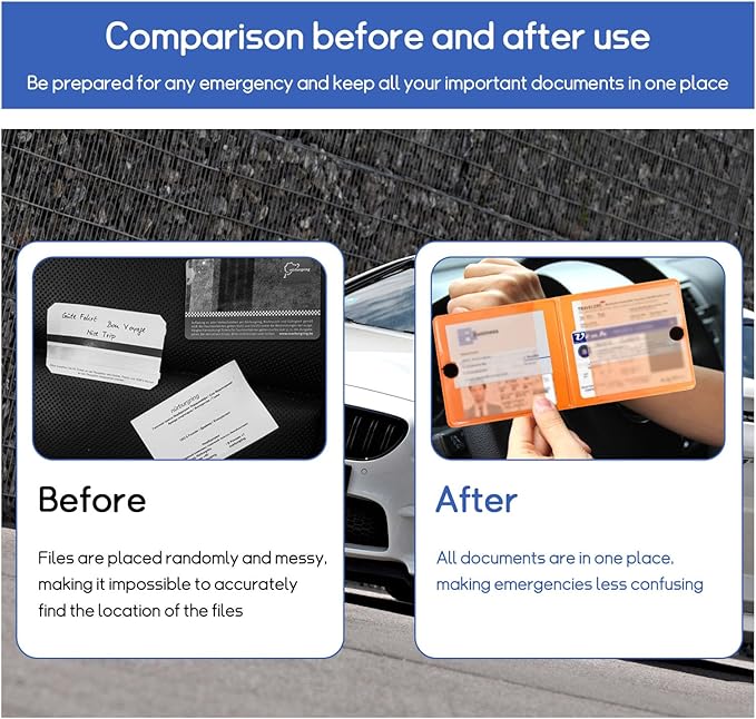 2 PCS Car Registration and Insurance Holder, 10.6''×4.8'' Essential Auto Card Glove Box Organizer with Closure, Vehicle Interior Accessories Perfect for Documents, Cards