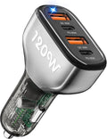 SONRU 4-Port USB C Car Charger, 120W 2*【PD60W+QC30W】 Cigarette Lighter USB Car Charger Adapter, Fast Car Phone Charger for iPhone 17/17 Pro Max/16/15/14 Series, Galaxy S24/23,iPad, Galaxy, Tablet