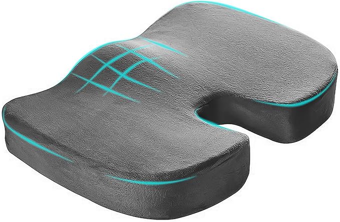 Car Seat Cushion, Memory Foam Cushion for Tailbone Pain & Sciatica Relief, Ergonomic Seat Cushion Comfortable Chair Relief Pillow for Car Office Wheelchair, car Accessories (Gray)