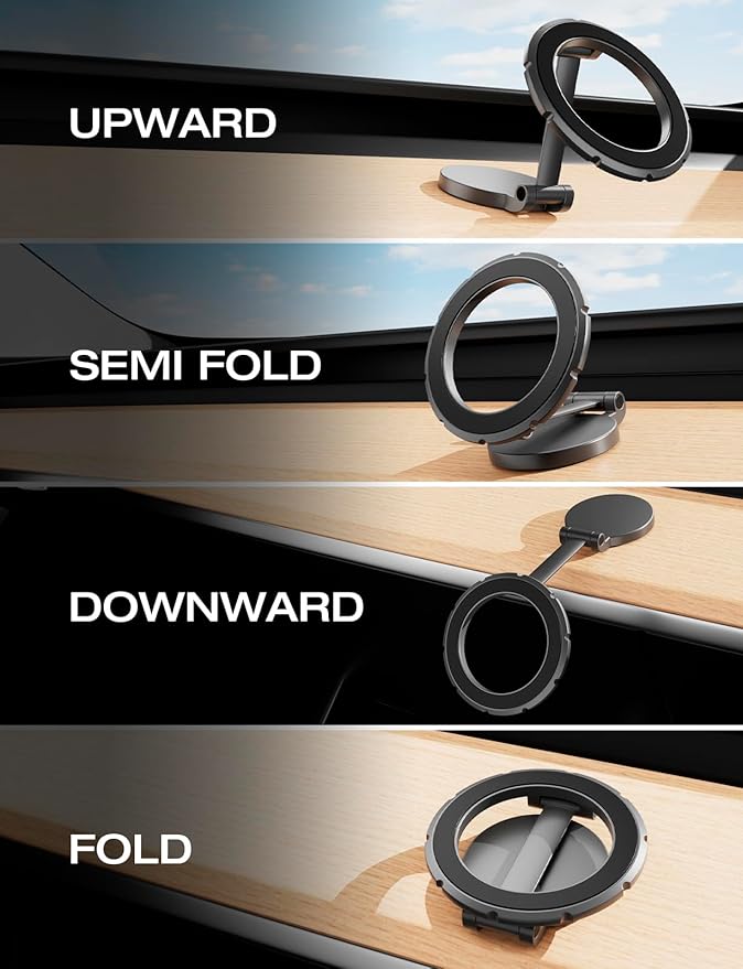 for Mag-Safe Car Mount- 360° Rotation Magnetic Phone Mount for Car Dash Dashboard, Foldable Metal Magnets Car Phone Holder Compatible iPhone 15 14 13 12 Pro Max Plus Mini MagSafe Case
