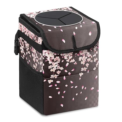 GVGHIDZ Car Trash Can – Multi-Purpose, Lightweight and Portable with Durable Water-Resistant Coating, No Installation Required, Practical and Ample Capacity, Variety of Colors.Pink Falling Petals