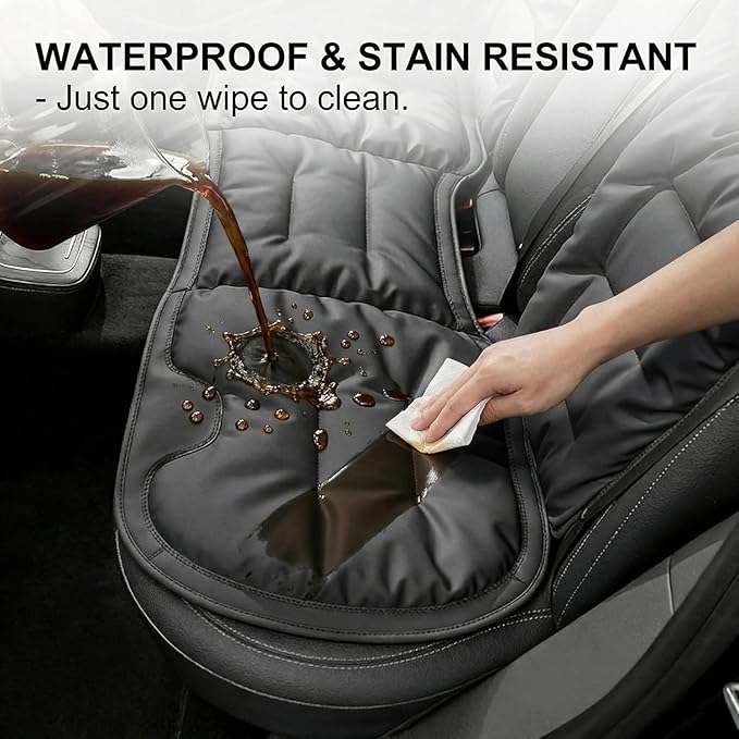 Bzxpk Skin-Friendly & Dirt-Repellent Leather Car Seat Cushion, Non-Slip PU Leather Seat Cover for Car, Office Chair & Travel, Breathable Comfort Cushion (Red, Three-Piece Set)
