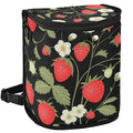 Strawberry Fruit Flowers Leaves Car Trash Can Car Garbage Bag with Lid Hanging Waterproof Leak Proof Vehicle Storage Bin