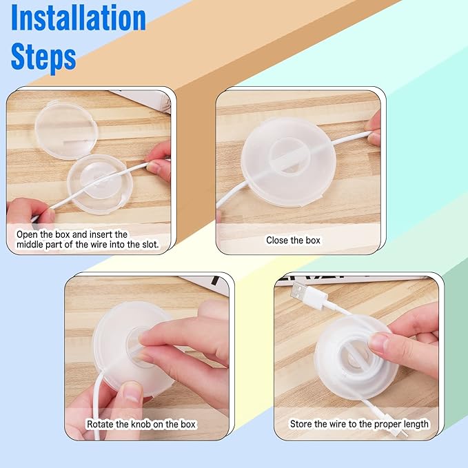 9 Pcs Charging Cord Organizer Portable Charger Cord Holder Round Storage Cable Winder Retractable Cable Management Flexible USB Cable Reel for Home Office Classroom, Transparent