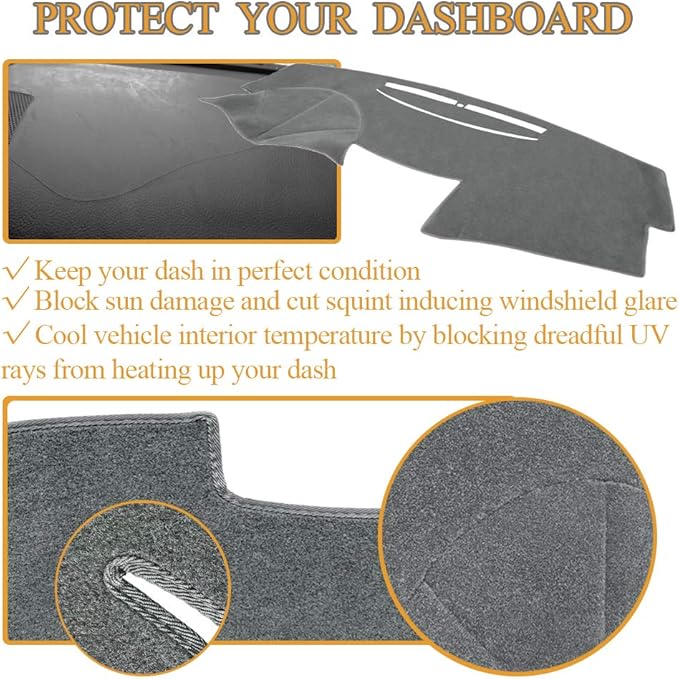 Dash Cover Dashboard Cover Mat Pad Fit for Toyota Camry 2007 2008 2009 2010 2011 (Gray)