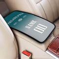 Custom Car Armrest Cover,Add Personalized Name and Number As Gifts for Loyal Football Fans,Auto Center Console Pad Car handrail Box Cushion,Fit for Most Car