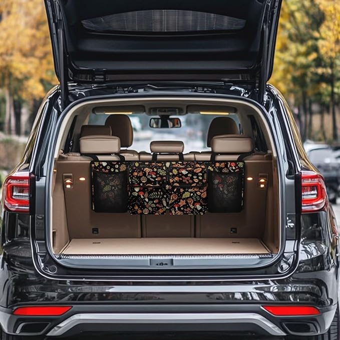 Mushroom Trunk Organizer for Car, Trucks, SUV, Space-Saving Back Seat Car Organizer Adjustable Car Back Seat Organizer with 4 Pockets, Car Organizers Storage Bag