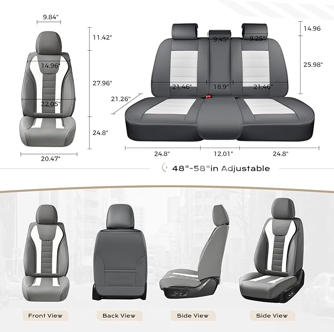 Coverado Car Seat Covers Full Set, Seat Covers for Cars, Front Seat Covers and Back Seat Cover Waterproof Leather Automotive Seat Cover, Universal Car Interior Protectors Cushion for Most Cars