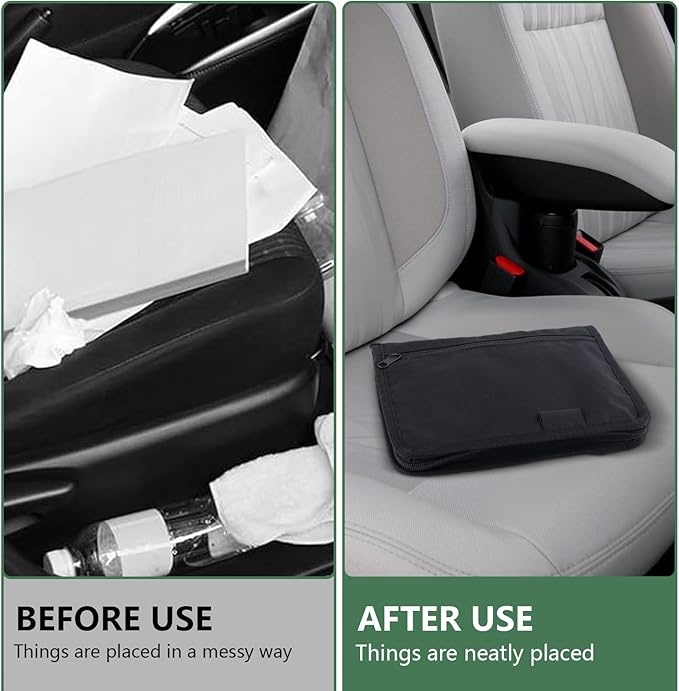 Car Registration and Insurance Holder,Glove Box Compartment Organizer,Zipped Design Owner Manual Case,Multi-Pocket Paperwork Glove Bag,Soft Document Organizer for Car Insurance License Cards Driver