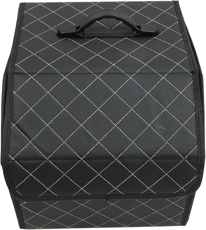 PartyKindom Portable Car Trunk Organizer Compact Folding Pu Leather Storage Box for Auto Trunk and Easy to Clean for Car and Home Use Small Elegant Design