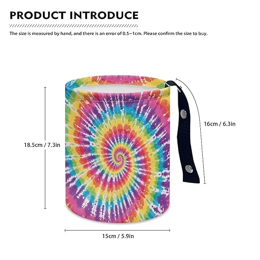 Colorful Tie Dye Collapsible Waste Basket Bin Car Trash Can Bags Small Trash Can Car Accessories Interior for Car SUV Trucks