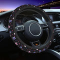 Flower Steering Wheel Cover Car Accessories Cute for Women Girls Universal 15 Inch Neoprene Auto Interior Decor Anti Slip Automotive Trucks Protector