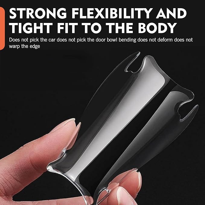 8 PCS Car Door Handle Protector, Scratch-Resistant Elastic Protection for Rearview Bumper Door Bowl Handle, No-Trace Self-Adhesive Paint Guard Stickers, Ultra-Clear Sticker (Transparent)