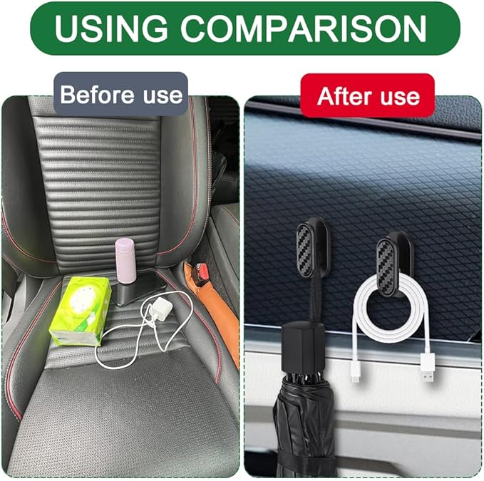 4PCS Car Mini Hooks, Hooks for Car, Strong Self-Adhesive Backseat Hangers, Universal Vehicle Interior Accessories Mini Vehicle Dashboard Storage Hanging Holder for Key Earphone Charging Cable