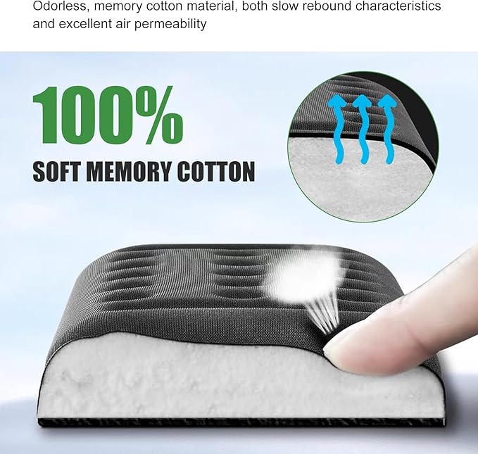WZP 2PCS Car Arm Rest Elbow Pads, Arm Rest Cushion with Memory Foam Pad, Providing Comfortable Soft Arm Support, Universal Car Door Armrest Pad for Most Vehicles (Black)