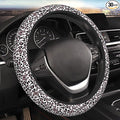 Black And White Leopard Print Auto Car Pink Butterfly Steering Wheel Cover Universal 15 Inch Neoprene Interior Decor Protection Accessories