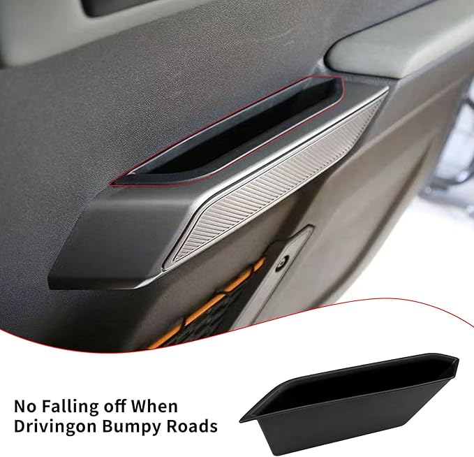 Xaido 2PCS Front Door Storage Box Compatible with Ford Bronco 2021-2025 Accessories, Front Door Grab Handle Storage tray, ABS Plastic, Black(Not for Sport Model)