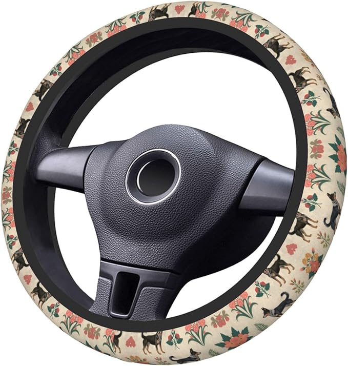 Australian Cattle Dog Florals Universal Fit Steering Wheel Cover for Car, Truck, and SUV, Durable Steering Wheel Protection