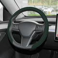 frani Nappa Leather Steering Wheel Cover, Universal 15 Inch Premium Non-Slip Steering Wheel Cover Black Green