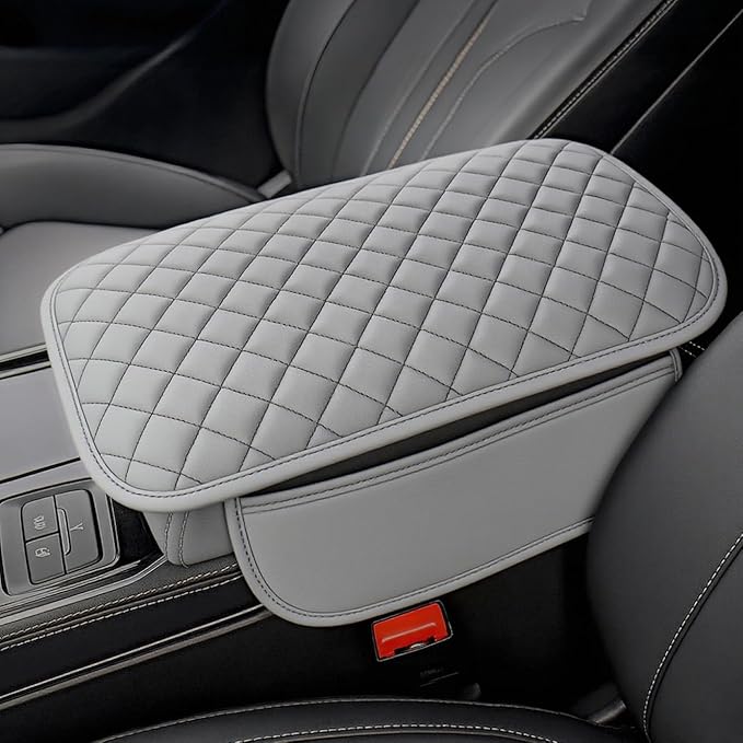 DS Upgraded Car Center Console Cover with 2 Storage,Arm Rest Covers Armrest Cover for Car, Microfiber Leather Car Armrest Cover Cushion, Universal Car Interior Accessories for Vehicles（Gray Longer）