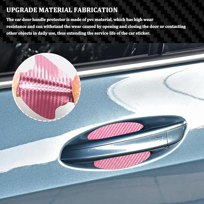 4PCS Car Door Handle Cup Scratch Protectors, Carbon Fiber Anti-Scratches Car Door Cup Protector, Universal Door Handle Protective Film, Car Door Handle Paint Cover Guard Pad for Most Car Handles