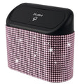 Bling Car Trash Can with Lid Mini Auto Garbage Bin Rhinestone Hanging Vehicle Trash Container Odor Proof Organizer (Pink)