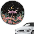 Steering Wheel Sunshade Cover Steering Wheel UV Reflector Shade Cover Car Interior Accessories Sun Protection for Car SUV Truck Van, Vintage Floral Dragonfly Moon Star Pattern